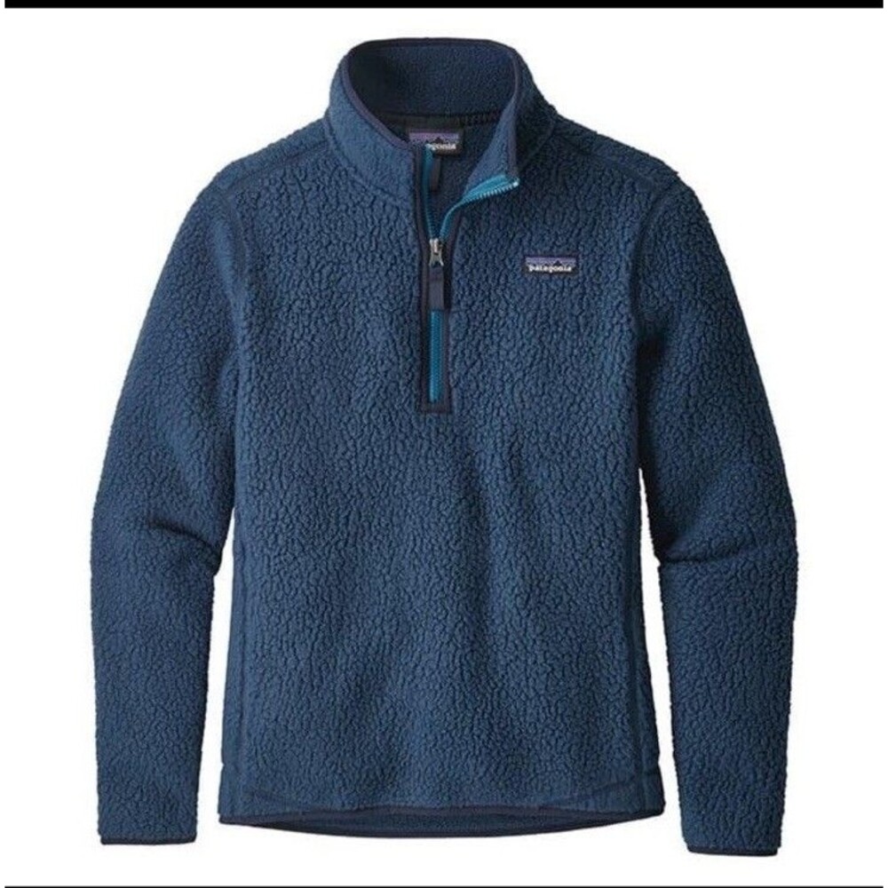 Patagonia Retro Pile Fleece Women’s Pullover 1/4 Zip Teal Blue Medium